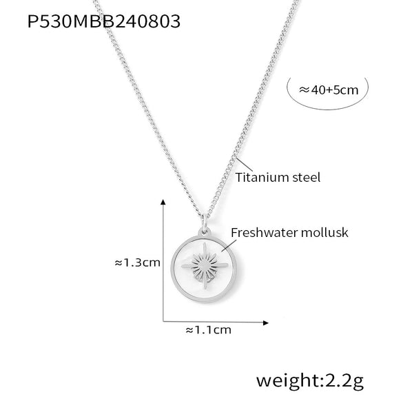 Pendant Necklace 316L Stainless Steel Water Shell Retro Star Geometric Light Luxury Electroplated