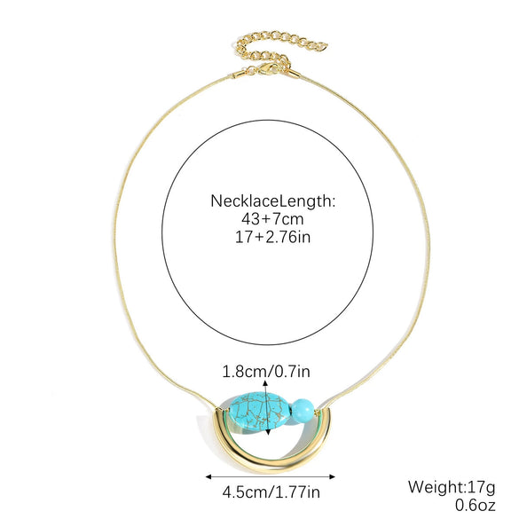 Pendant Necklace Turquoise Copper Geometric Electroplating Vintage Original Design