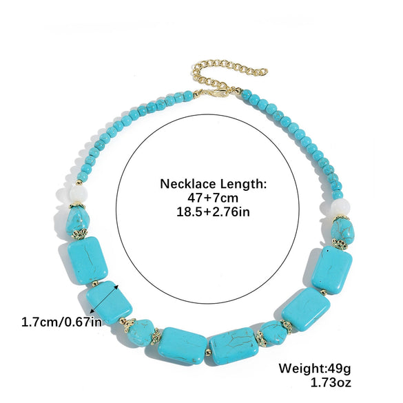 Pendant Necklace Turquoise Copper Geometric Electroplating Vintage Original Design