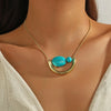 Pendant Necklace Turquoise Copper Geometric Electroplating Vintage Original Design