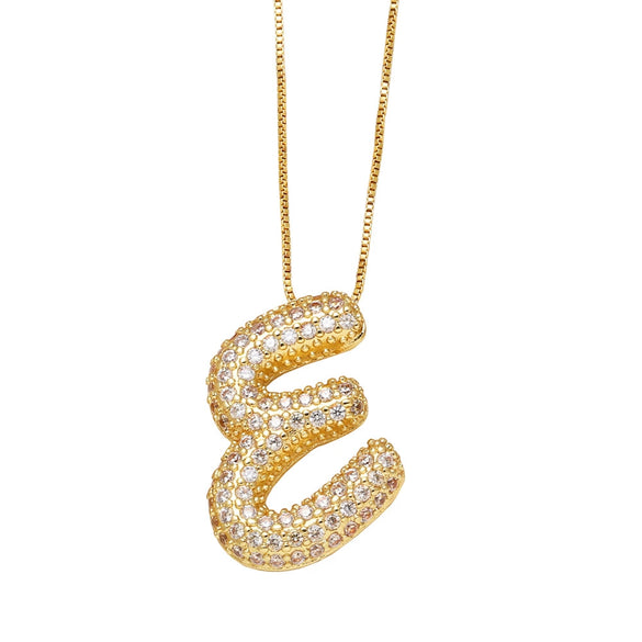 Pendant Necklace With Geometric Style Copper Pendant And Box Chain Electroplated With Zirconium And English Letters