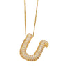 Pendant Necklace With Geometric Style Copper Pendant And Box Chain Electroplated With Zirconium And English Letters