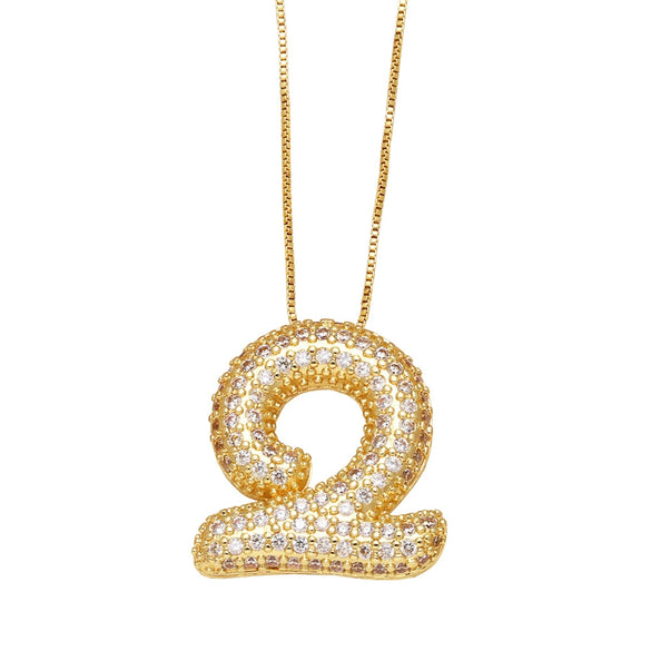 Pendant Necklace With Geometric Style Copper Pendant And Box Chain Electroplated With Zirconium And English Letters