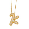 Pendant Necklace With Geometric Style Copper Pendant And Box Chain Electroplated With Zirconium And English Letters