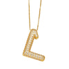 Pendant Necklace With Geometric Style Copper Pendant And Box Chain Electroplated With Zirconium And English Letters