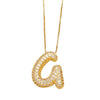 Pendant Necklace With Geometric Style Copper Pendant And Box Chain Electroplated With Zirconium And English Letters
