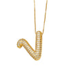 Pendant Necklace With Geometric Style Copper Pendant And Box Chain Electroplated With Zirconium And English Letters