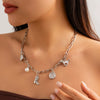 Pendant Necklace Women Iron Chain Alloy Imitation Pearls Geometric Style Electroplating