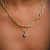 Pendant Necklace Women Stainless Steel Titanium Steel Mixed Gemstone Setting Geometric Style Set With Diamonds