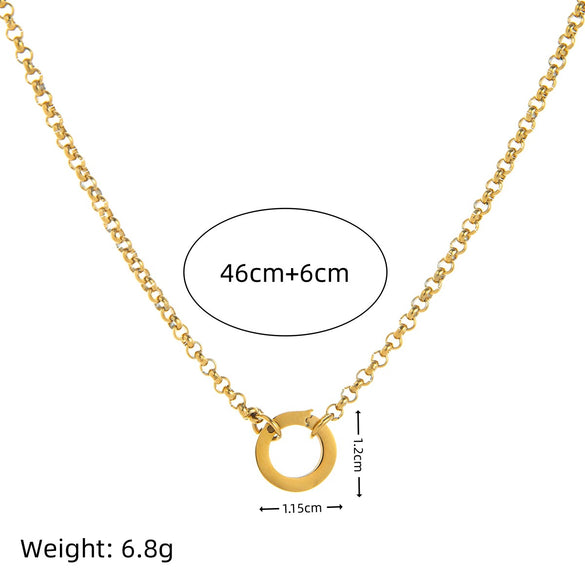 Pendant Necklace Women Stainless Steel Titanium Steel Mixed Gemstone Setting Geometric Style Set With Diamonds