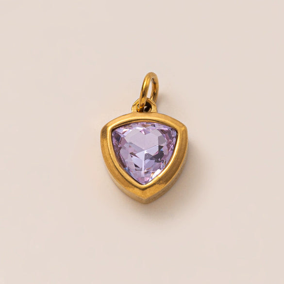 Pendant Necklace Women Stainless Steel Titanium Steel Mixed Gemstone Setting Geometric Style Set With Diamonds