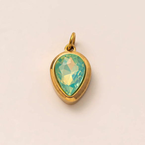 Pendant Necklace Women Stainless Steel Titanium Steel Mixed Gemstone Setting Geometric Style Set With Diamonds