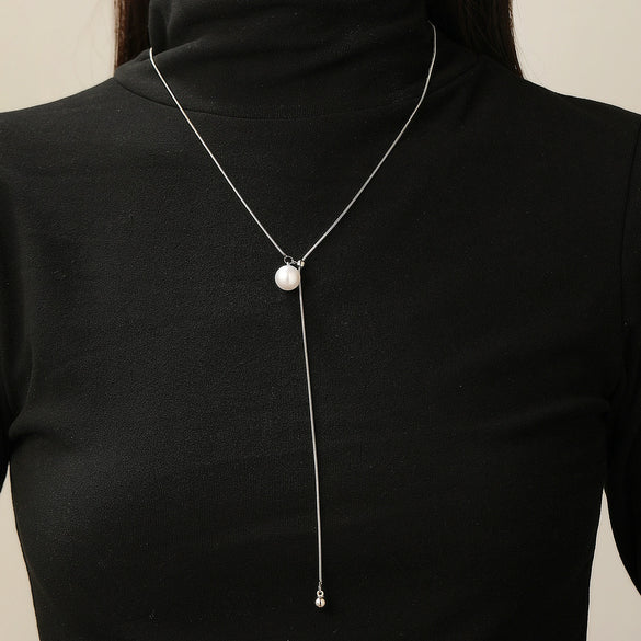Pendant Necklace Women's Alloy Titanium Steel Geometric Snake Bone Chain Inlaid With Artificial Gemstones Semiprecious Stones Simple Style