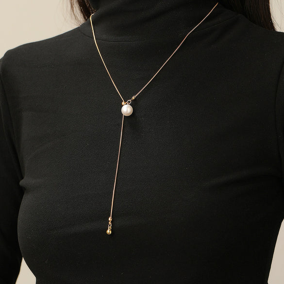 Pendant Necklace Women's Alloy Titanium Steel Geometric Snake Bone Chain Inlaid With Artificial Gemstones Semiprecious Stones Simple Style