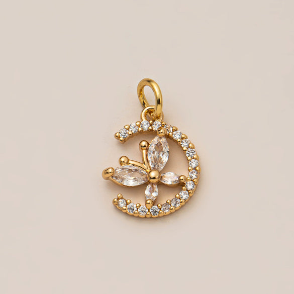 Pendant Necklace Women's Copper Mixed Gemstone Setting Electroplating Ushaped Heart Shape Flower Pattern