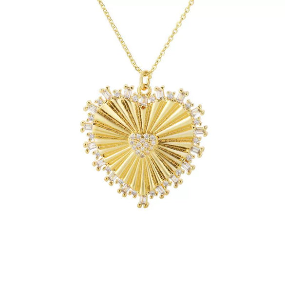 Pendant Necklace Women's Light Luxury Heart Highgrade Copper Real Gold Plated Inlaid Zircon