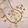 Pendant Necklace Women's 316L Stainless Steel Inlaid Rhinestone And Glass Stone Round With Eight Eyes Pattern Electroplated Light Luxury Fashion Style