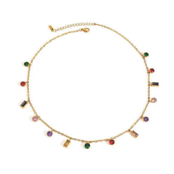 Pendant Necklace Women's Stainless Steel 18K Gold Rhinestone Electroplating Light Luxury Style