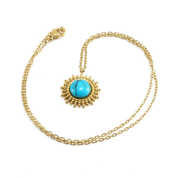 Pendant Necklace Women's 316L Stainless Steel 316L Stainless Steel 18K Gold Plated With Flower Pattern