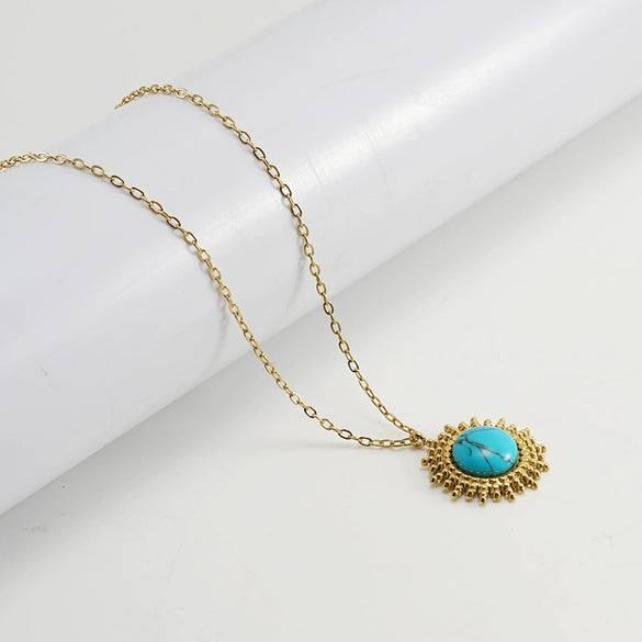 Pendant Necklace Women's 316L Stainless Steel 316L Stainless Steel 18K Gold Plated With Flower Pattern