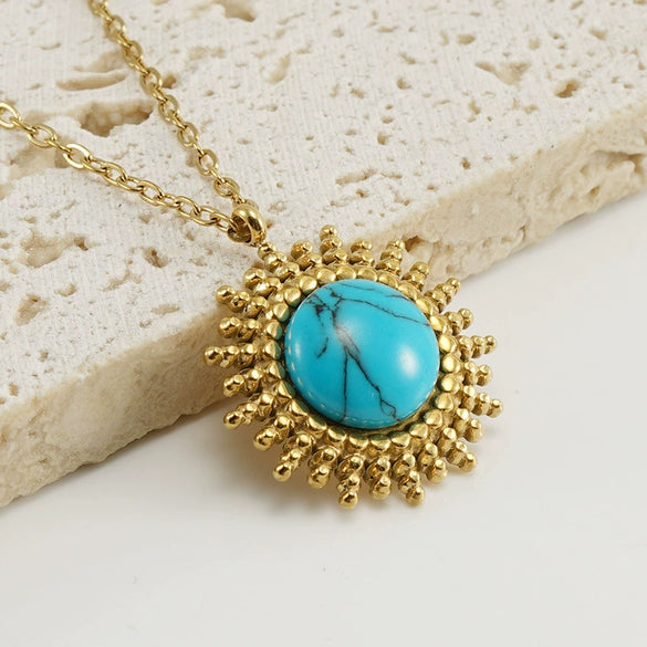 Pendant Necklace Women's 316L Stainless Steel 316L Stainless Steel 18K Gold Plated With Flower Pattern