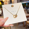 Pendant Pearl Necklace Women's Jewelry Titanium Steel Geometric Style Zirconia