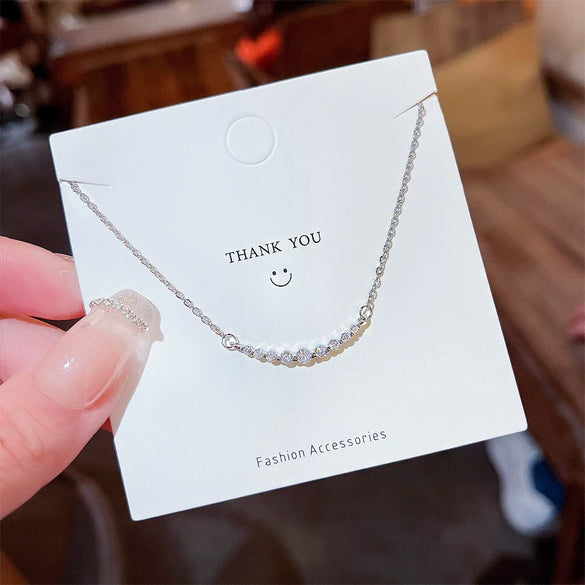 Pendant Pearl Necklace Women's Jewelry Titanium Steel Geometric Style Zirconia