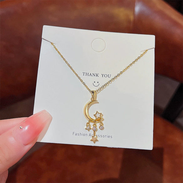 Pendant Pearl Necklace Women's Jewelry Titanium Steel Geometric Style Zirconia