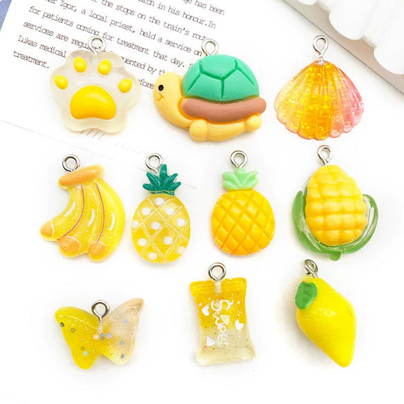 Pendant Plastic Resin Fruit Food Style Dripping Oil Pine Pineapple Banana Shape Diy Accessories