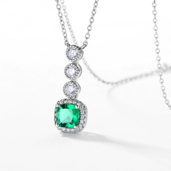 Pendant S925 Silver Cultivating Emerald Geometric Retro Set With Diamonds