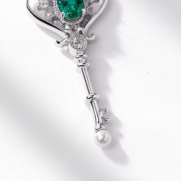 Pendant Silver Geometric Style Set With Diamonds