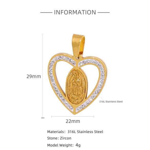 Pendant Stainless Steel Cross Heart Cut Out Crown Roman Numerals Electroplating Miniature