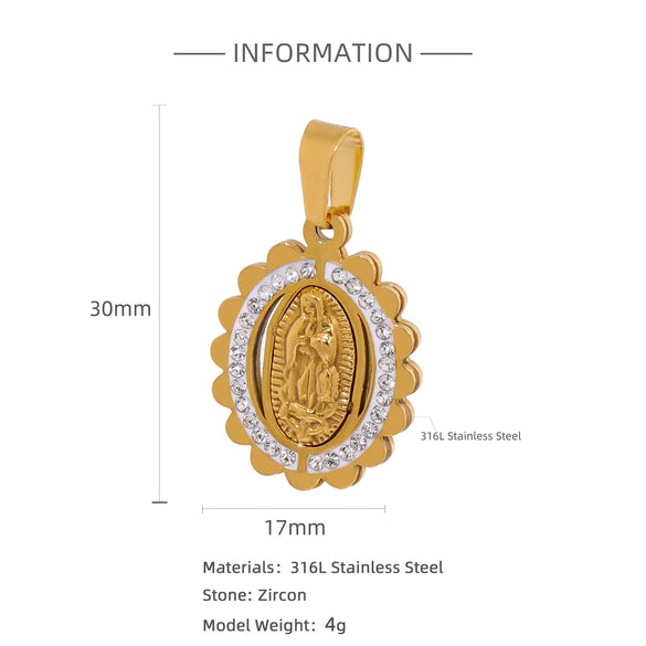 Pendant Stainless Steel Cross Heart Cut Out Crown Roman Numerals Electroplating Miniature