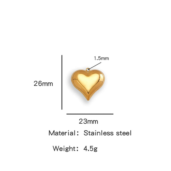 Pendant Stainless Steel Polished Heart Shape Electroplated