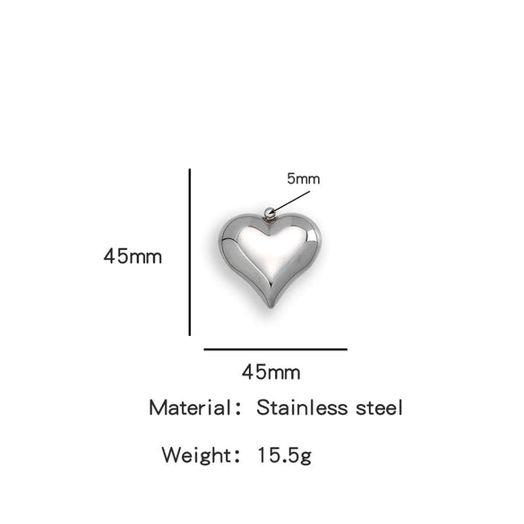 Pendant Stainless Steel Polished Heart Shape Electroplated
