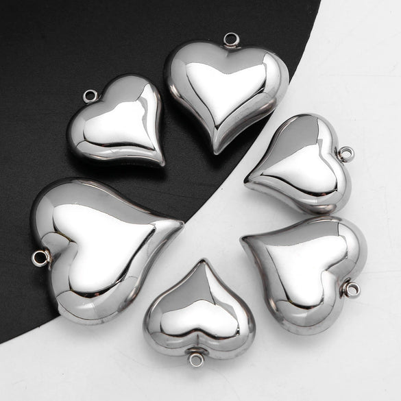 Pendant Stainless Steel Polished Heart Shape Electroplated
