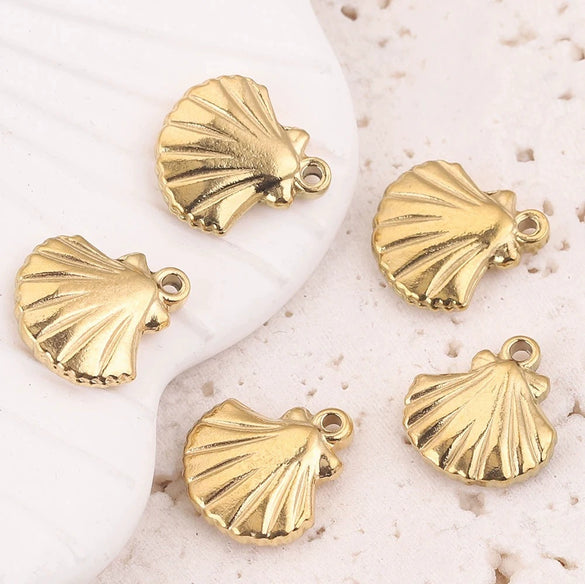 Pendant Stainless Steel Shell Fish Natural Style Electroplated