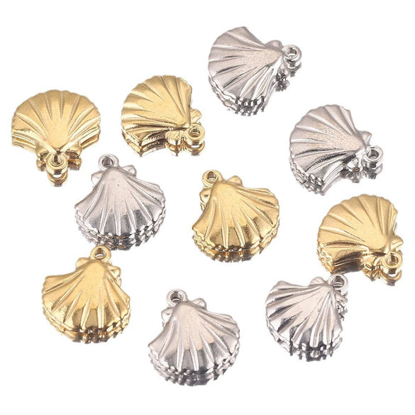Pendant Stainless Steel Shell Fish Natural Style Electroplated