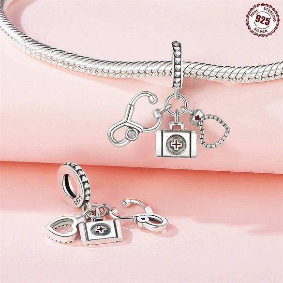 Pendant 925 Sterling Silver Headphone Stethoscope Dripping Oil Original Design