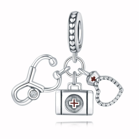Pendant 925 Sterling Silver Headphone Stethoscope Dripping Oil Original Design