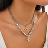 Pendant Tassel Necklace Imitation Pearl Alloy Heart Drop Star Geometric Electroplated For Women