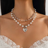 Pendant Tassel Necklace Imitation Pearl Alloy Heart Drop Star Geometric Electroplated For Women