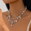 Pendant Tassel Necklace Imitation Pearl Alloy Heart Drop Star Geometric Electroplated For Women