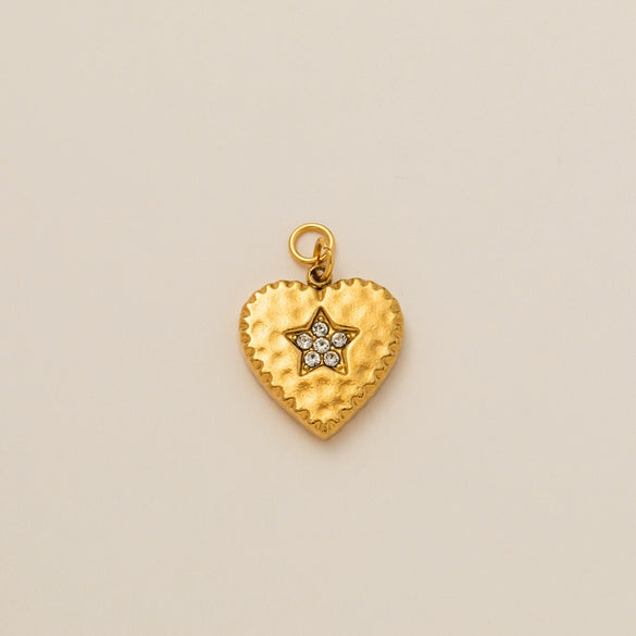 Pendant Titanium Steel Heart Shape Mixed Gemstone Inlay Furnace Vacuum Plating For Women