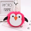 Penguin Plush Pu Leather Fur Ball Keychain Backpack Bag Pendant