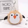 Penguin Plush Pu Leather Fur Ball Keychain Backpack Bag Pendant