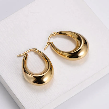 1 Pair French Style Water Droplets Plating Stainless Steel Earrings