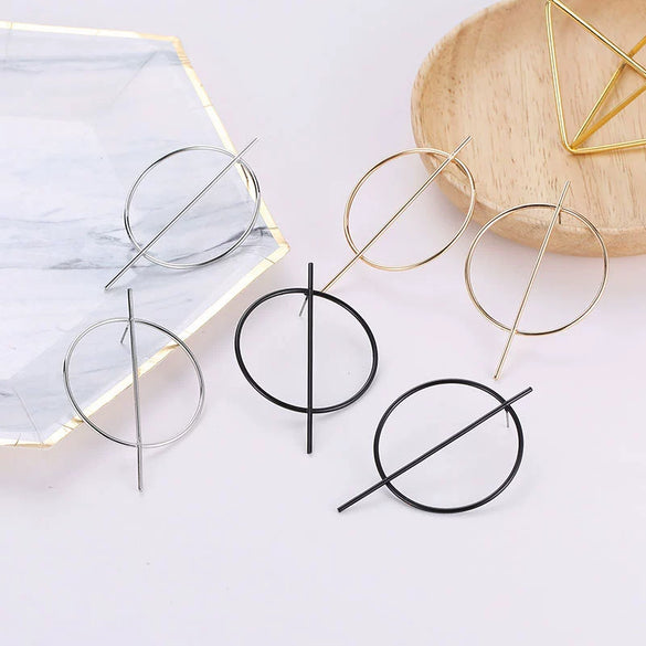 Personality Exaggerated Big Circle Geometric Earrings Nightclub Fashion Trendy Simple Style Elegant Allmatch Popular Earrings