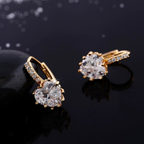 Personality Fashion Earrings Aa Zircon Love Earbuckle Multicolor Exquisite Copper Jewelry Earrings Earrings Wholesale