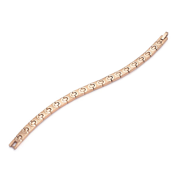 Personality Fashion Rose Gold Inlaid Metal Stone Titanium Steel Bracelet